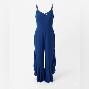 BB Dakota Blue Ruffled Wide-Leg Jumpsuit